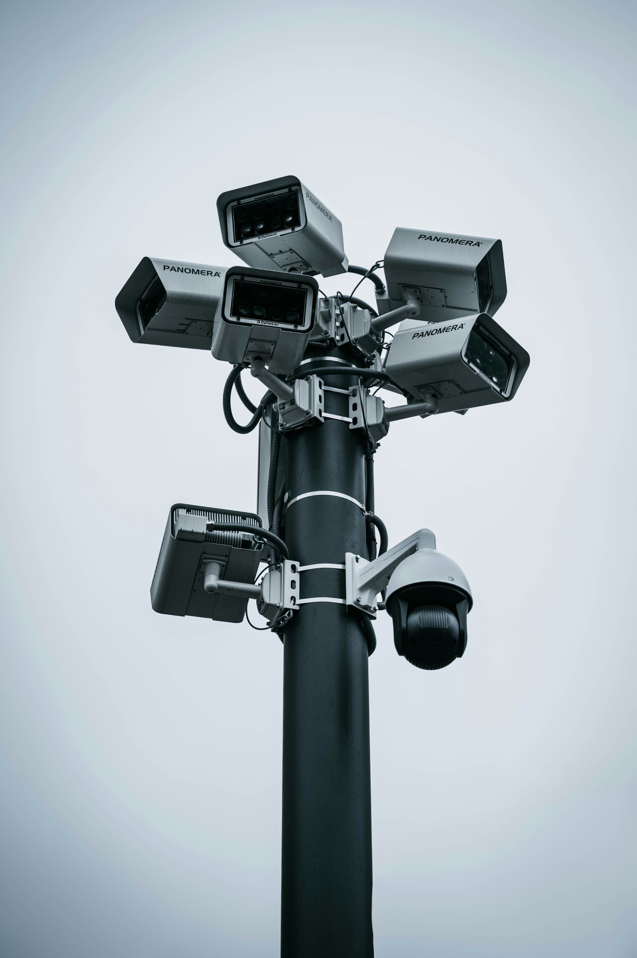 cluster-of-surveillance-cameras-mounted-on-a-pole